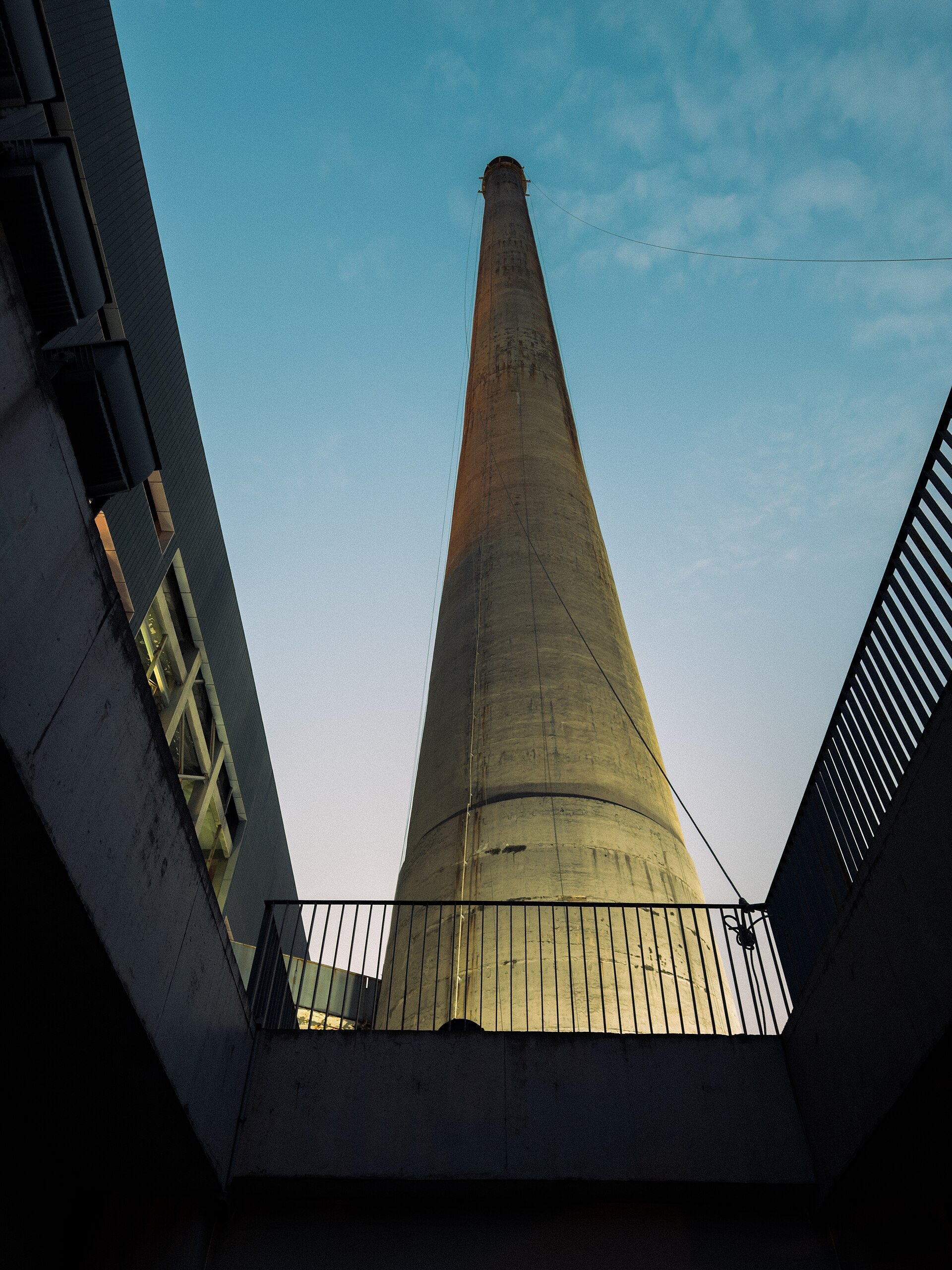 Looking up the length of the power station chimney